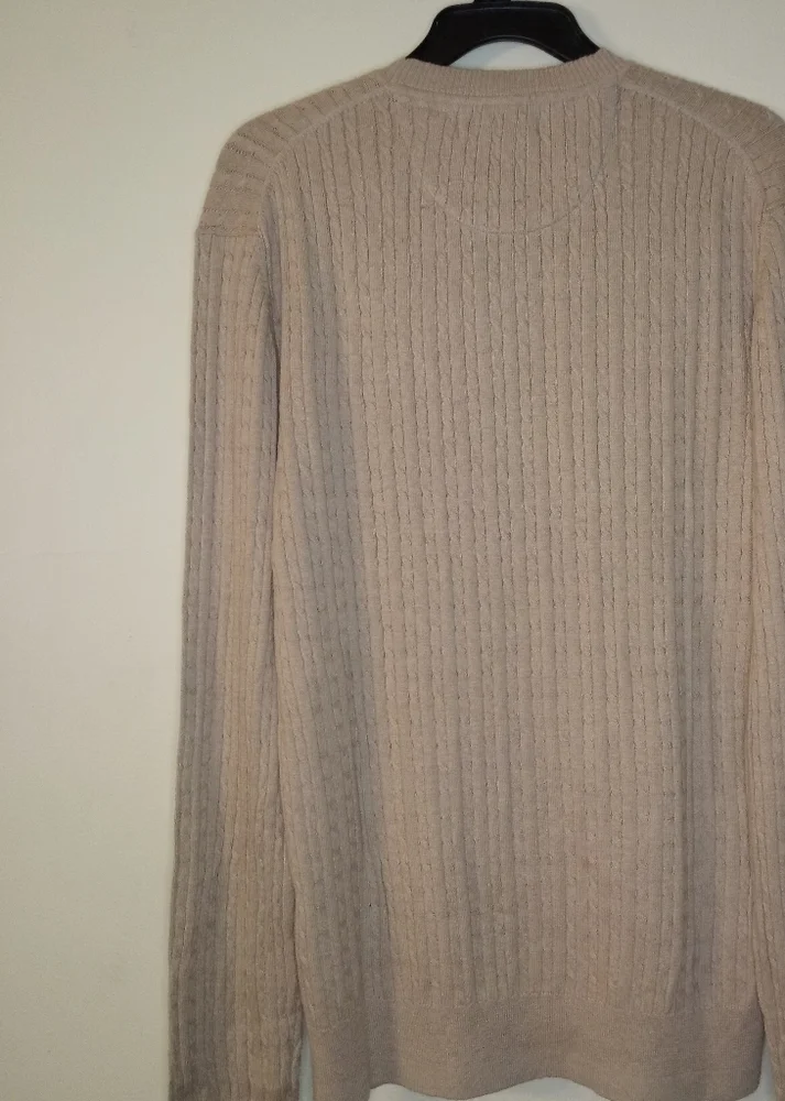 knitwear kingdom Khaki crewneck cable-knit long sleeve Sweater